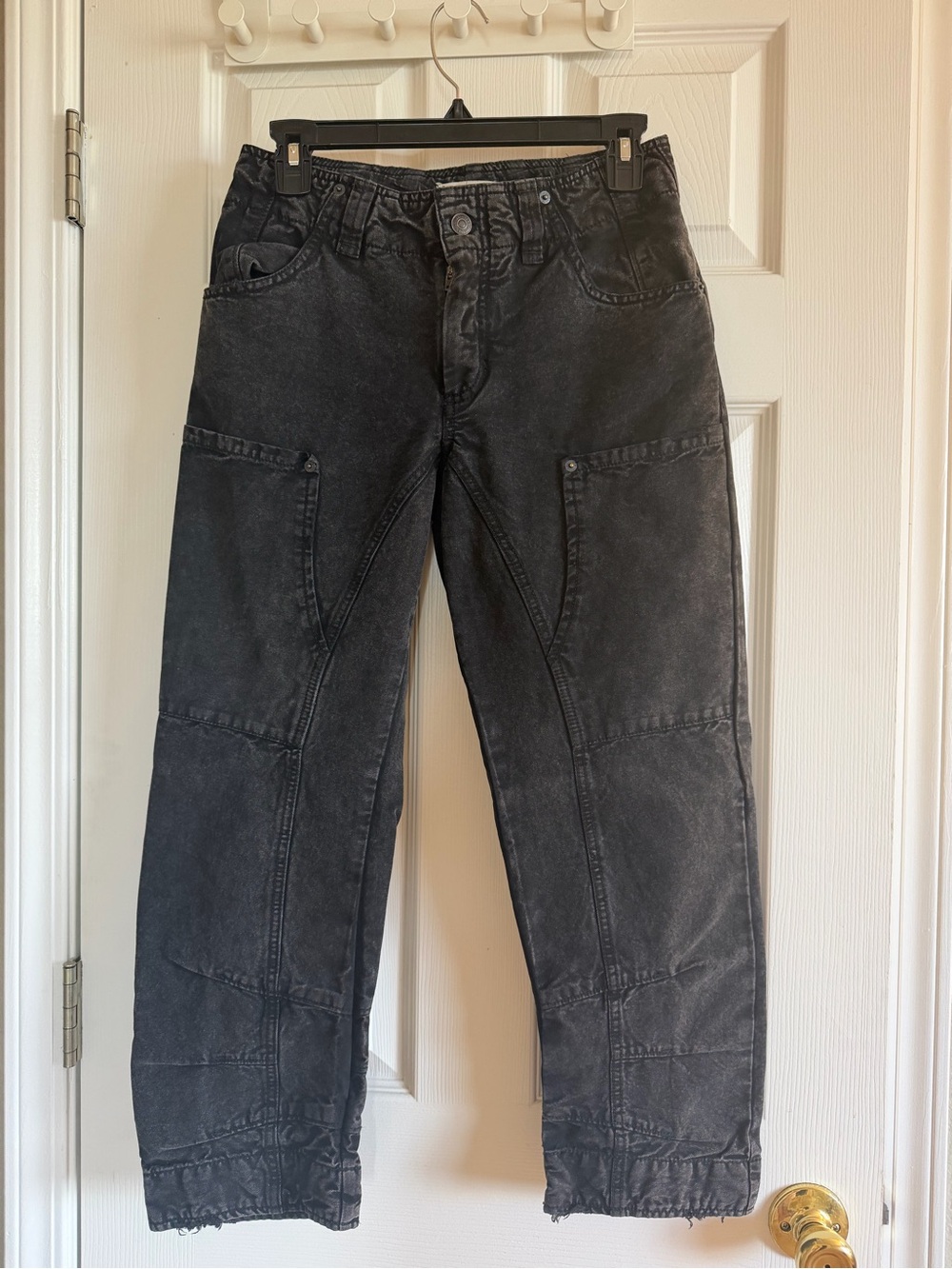 Free People Washed Black Utility Jeans